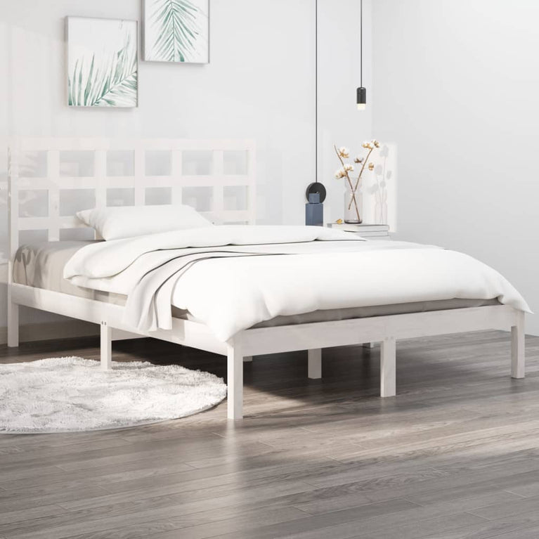 Bedframe massief hout wit 120x200 cm