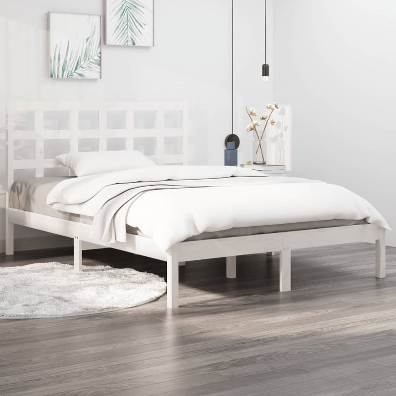 Bedframe massief hout wit 140x200 cm