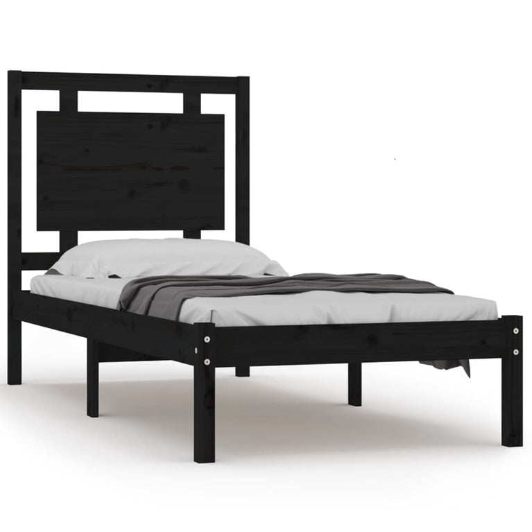 Bedframe massief hout zwart 75x190 cm 2FT6 Small Single