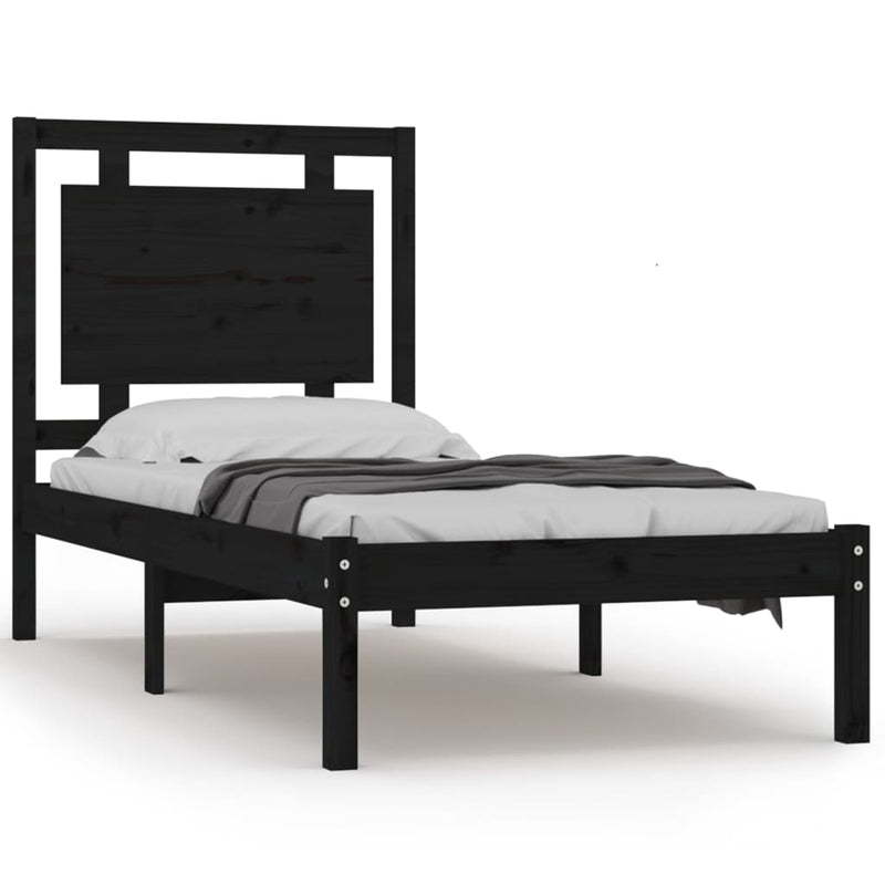 Bedframe massief hout zwart 75x190 cm 2FT6 Small Single