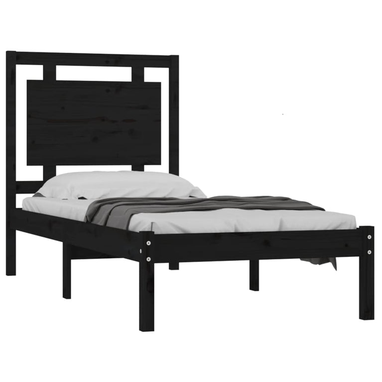 Bedframe massief hout zwart 75x190 cm 2FT6 Small Single
