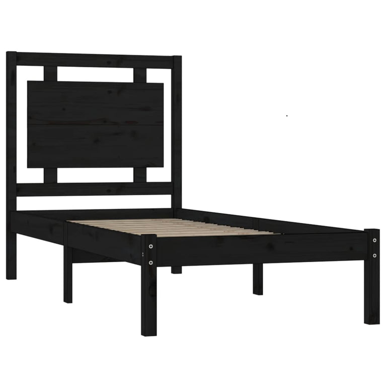 Bedframe massief hout zwart 75x190 cm 2FT6 Small Single