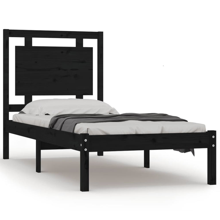 Bedframe massief hout zwart 90x190 cm 3FT Single