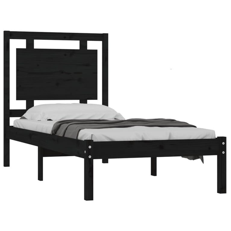 Bedframe massief hout zwart 90x190 cm 3FT Single