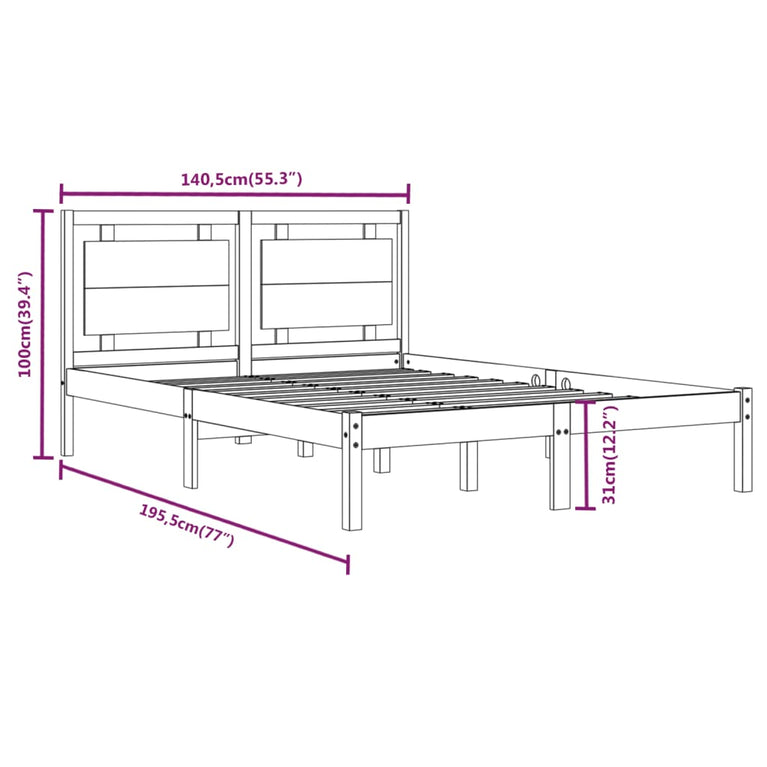 Bedframe massief hout 135x190 cm Double
