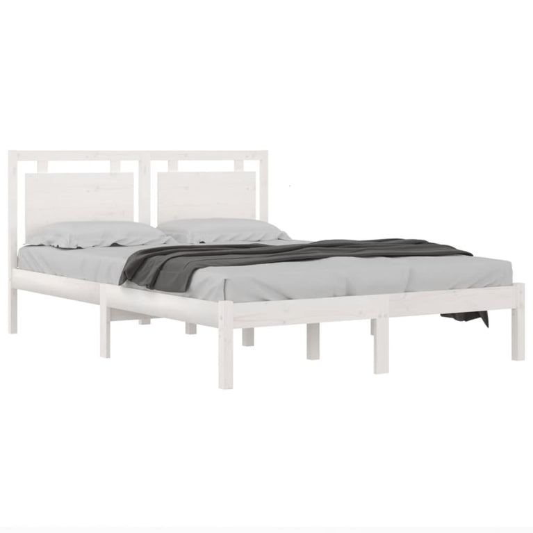 Bedframe massief hout wit 135x190 cm 4FT6 Double
