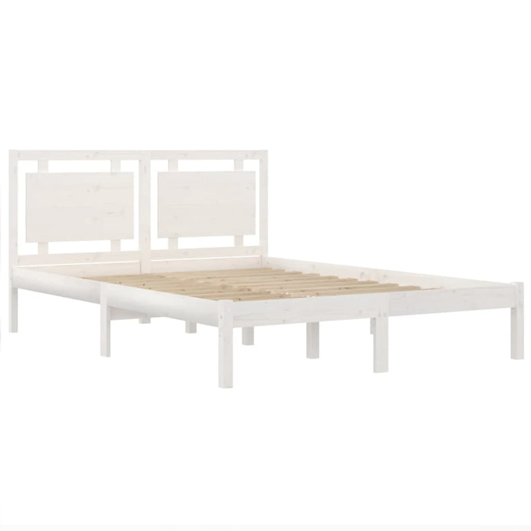 Bedframe massief hout wit 135x190 cm 4FT6 Double