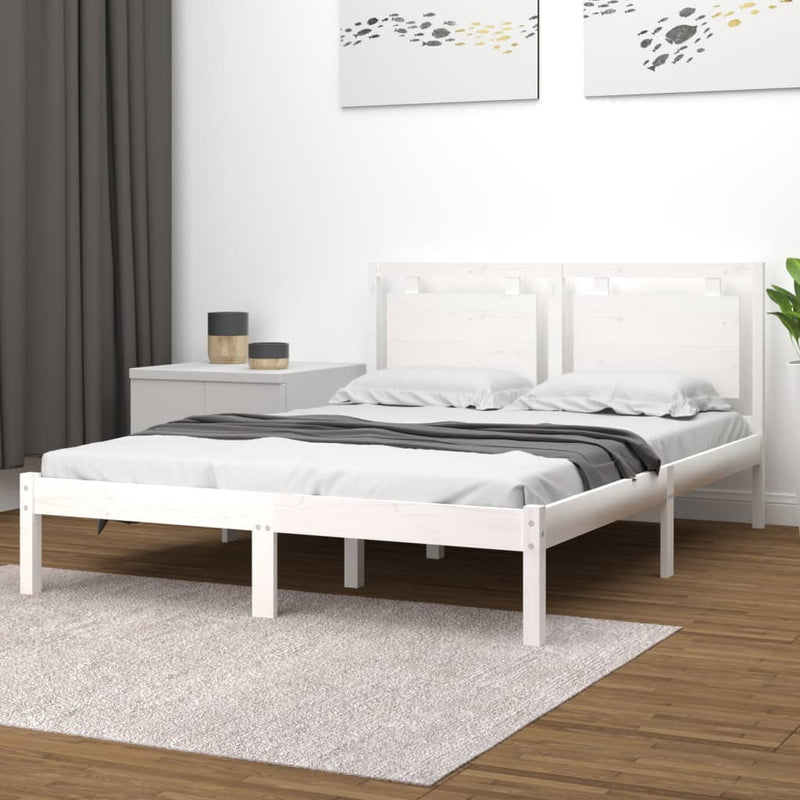 Bedframe massief hout wit 135x190 cm 4FT6 Double