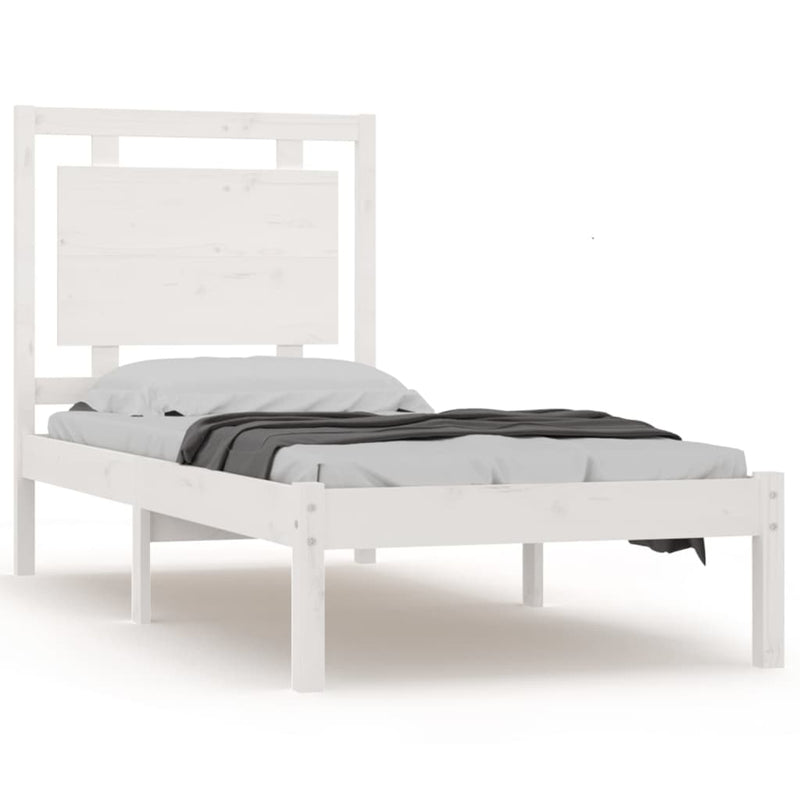 Bedframe massief hout wit 100x200 cm