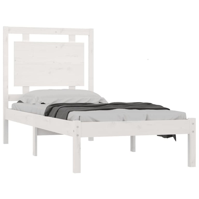 Bedframe massief hout wit 100x200 cm