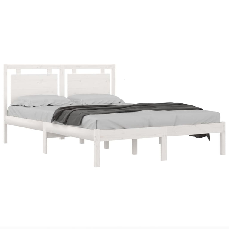 Bedframe massief hout wit 120x200 cm