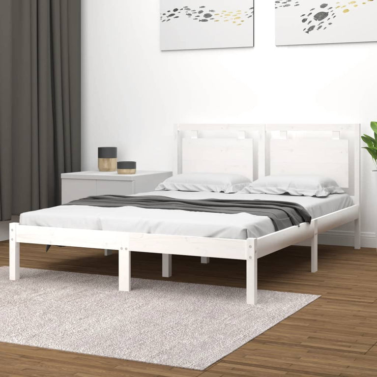Bedframe massief hout wit 120x200 cm