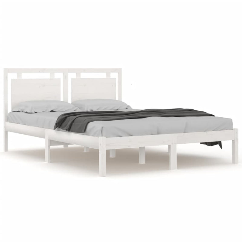Bedframe massief hout wit 150x200 cm 5FT King Size