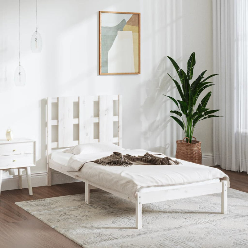 Bedframe massief hout wit 90x190 cm 3FT Single