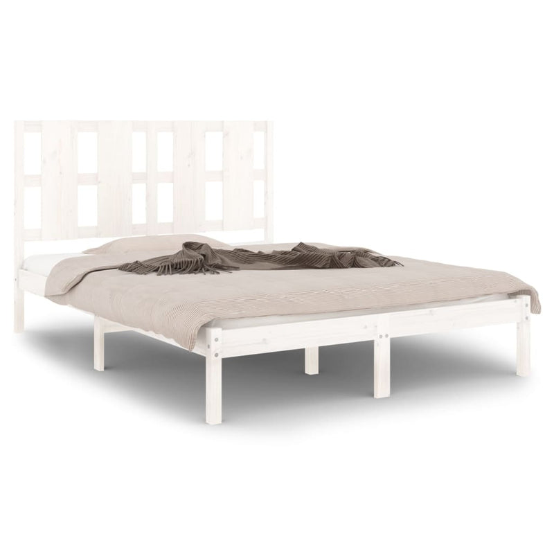 Bedframe massief grenenhout wit 140x190 cm