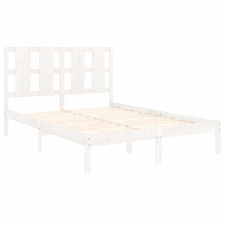 Bedframe massief grenenhout wit 140x190 cm