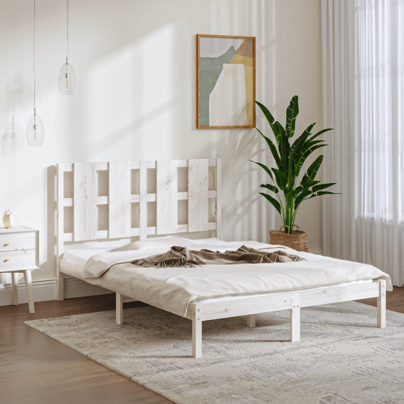 Bedframe massief grenenhout wit 140x200 cm
