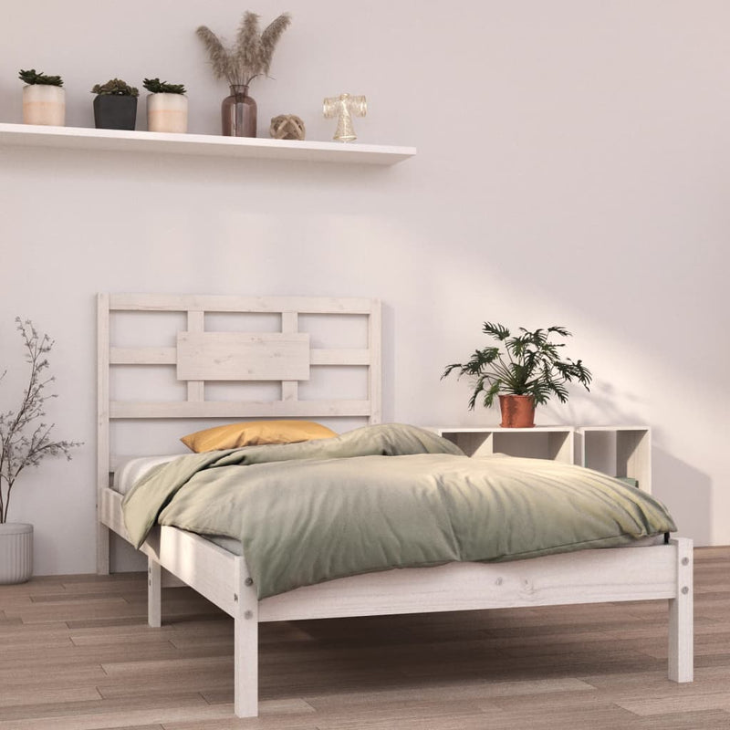 Bedframe massief hout wit 90x190 cm 3FT Single