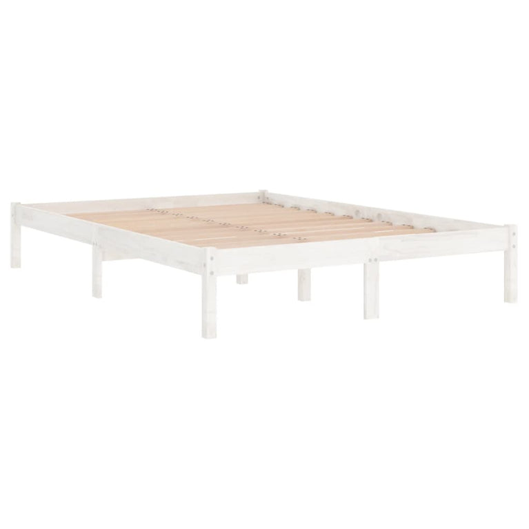 Bedframe massief hout wit 140x190 cm