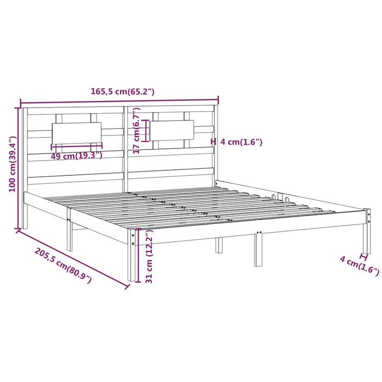 Bedframe massief hout 160x200 cm