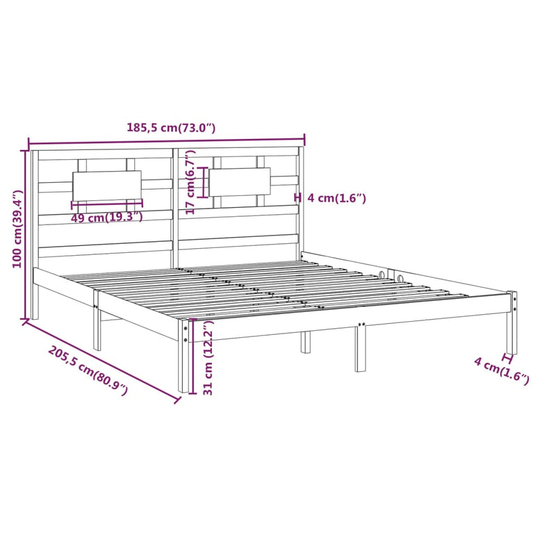 Bedframe massief hout 180x200 cm Super King Size