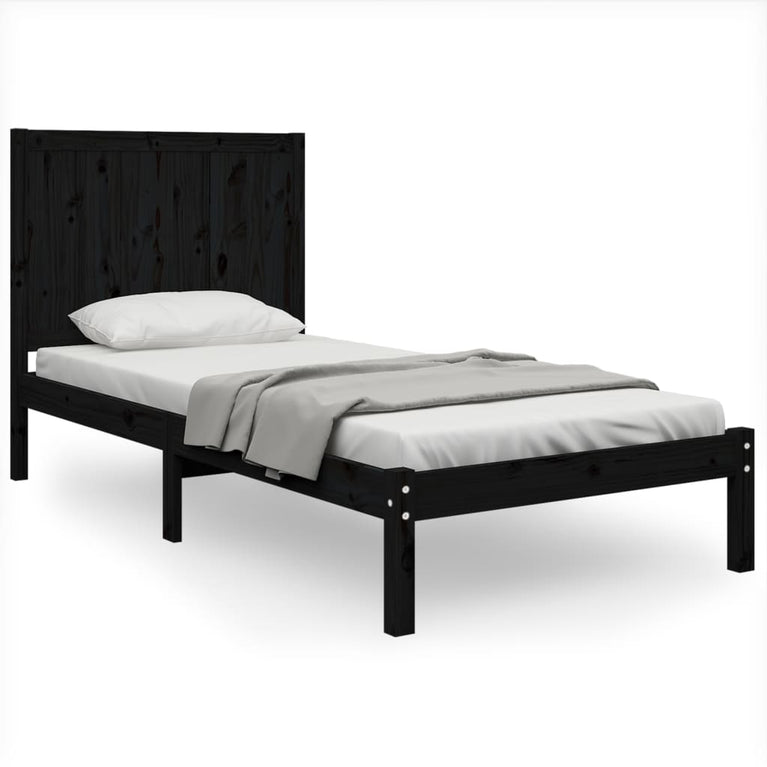 Bedframe massief grenenhout zwart 75x190 cm 2FT6 Small Single