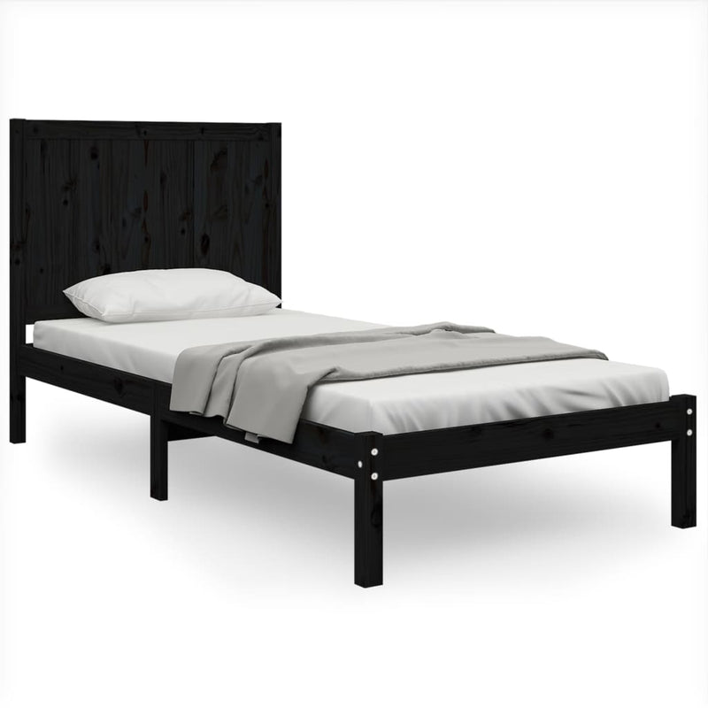 Bedframe massief grenenhout zwart 75x190 cm 2FT6 Small Single