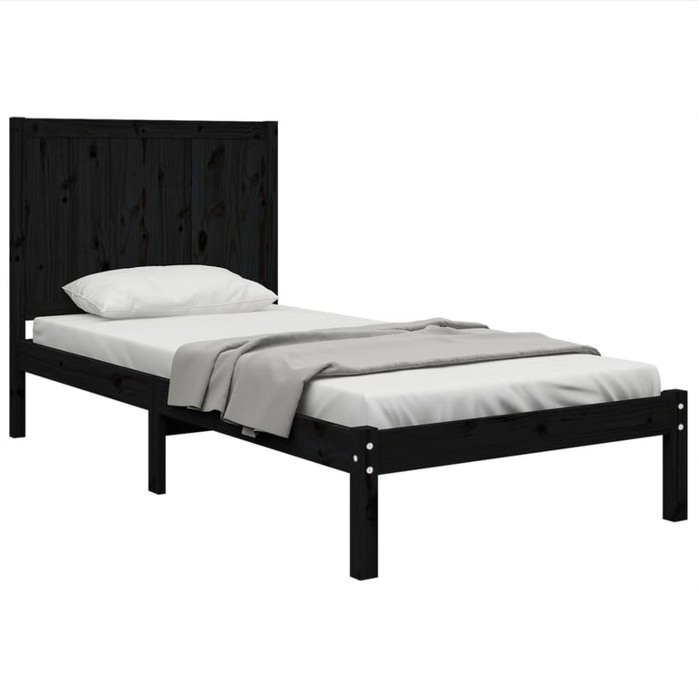 Bedframe massief grenenhout zwart 75x190 cm 2FT6 Small Single