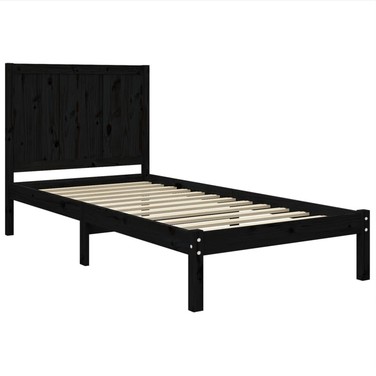 Bedframe massief grenenhout zwart 75x190 cm 2FT6 Small Single