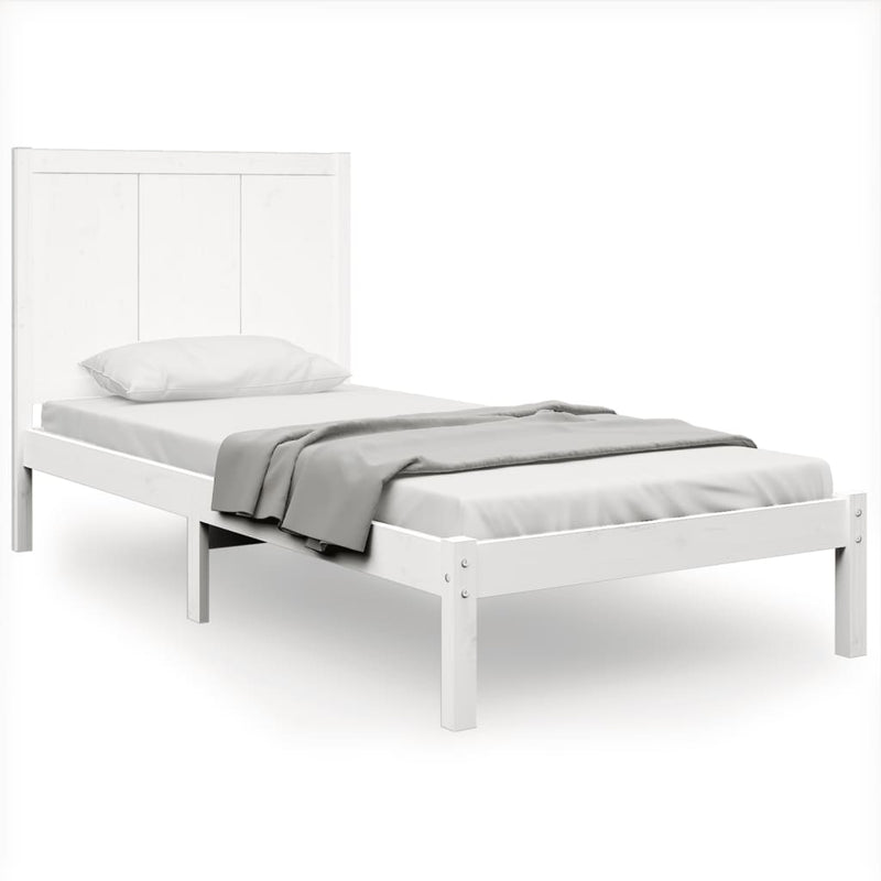 Bedframe massief grenenhout wit 100x200 cm
