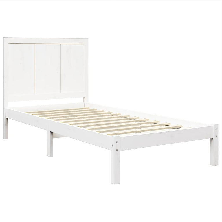 Bedframe massief grenenhout wit 100x200 cm