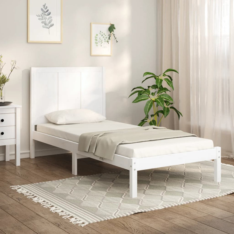 Bedframe massief grenenhout wit 100x200 cm