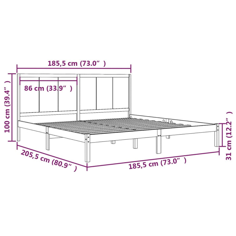 Bedframe massief grenenhout wit 180x200 cm 6FT Super King