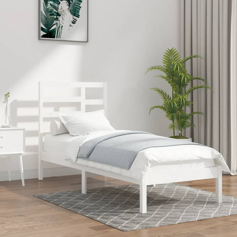 Bedframe massief hout wit 90x190 cm 3FT Single