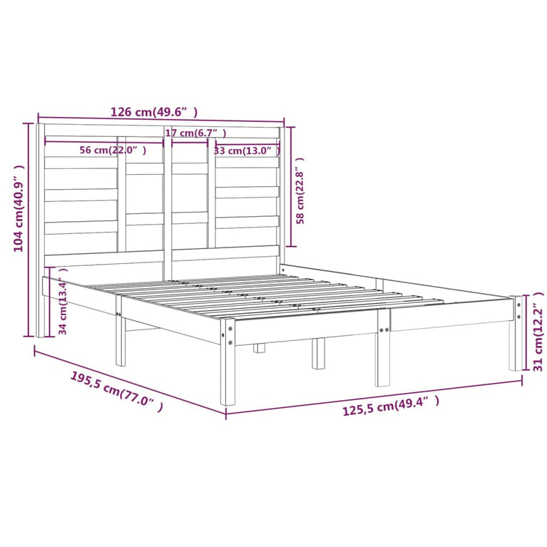 Bedframe massief hout 120x190 cm Small Double