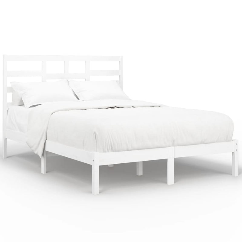 Bedframe massief hout wit 140x190 cm