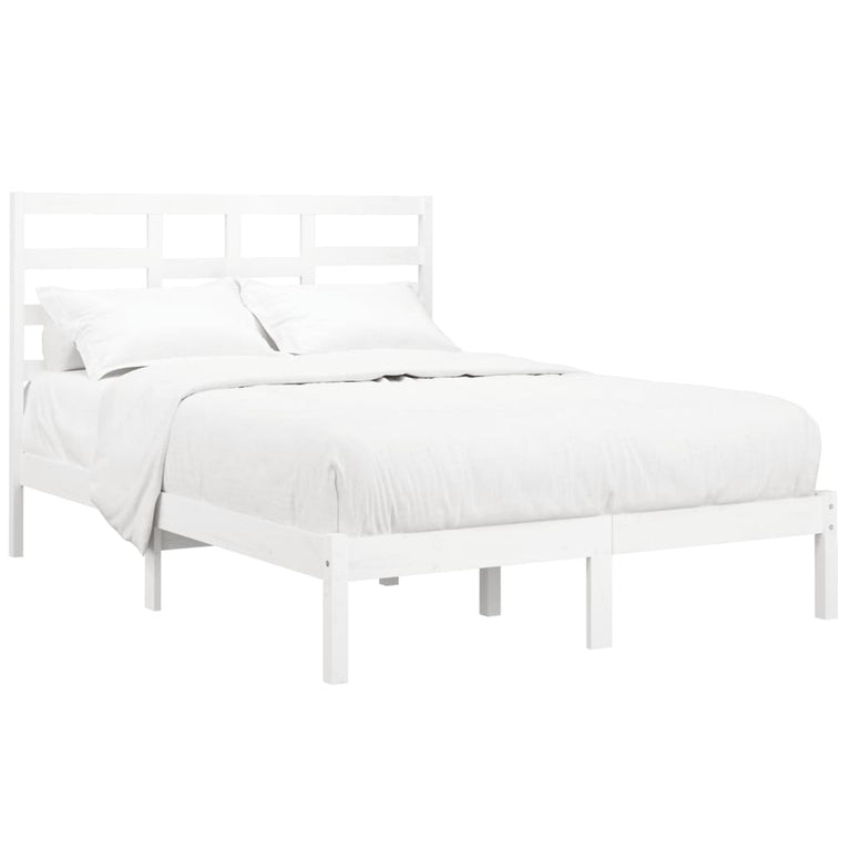 Bedframe massief hout wit 140x190 cm