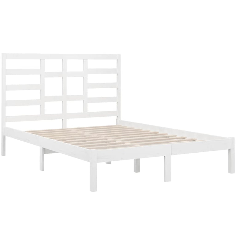 Bedframe massief hout wit 140x190 cm