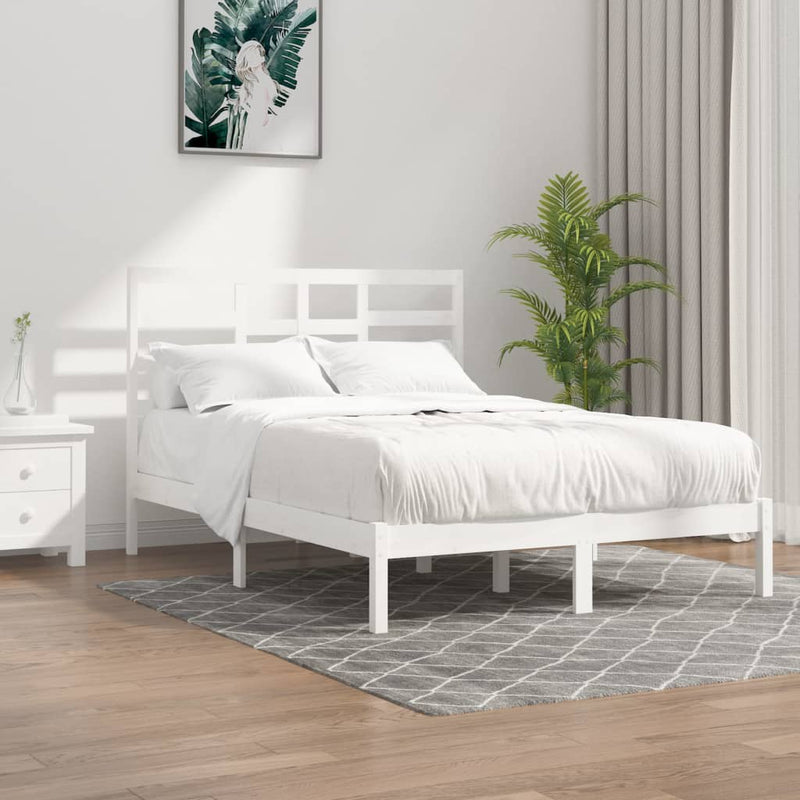 Bedframe massief hout wit 140x190 cm