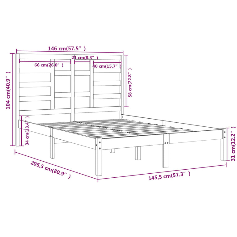 Bedframe massief hout 140x200 cm
