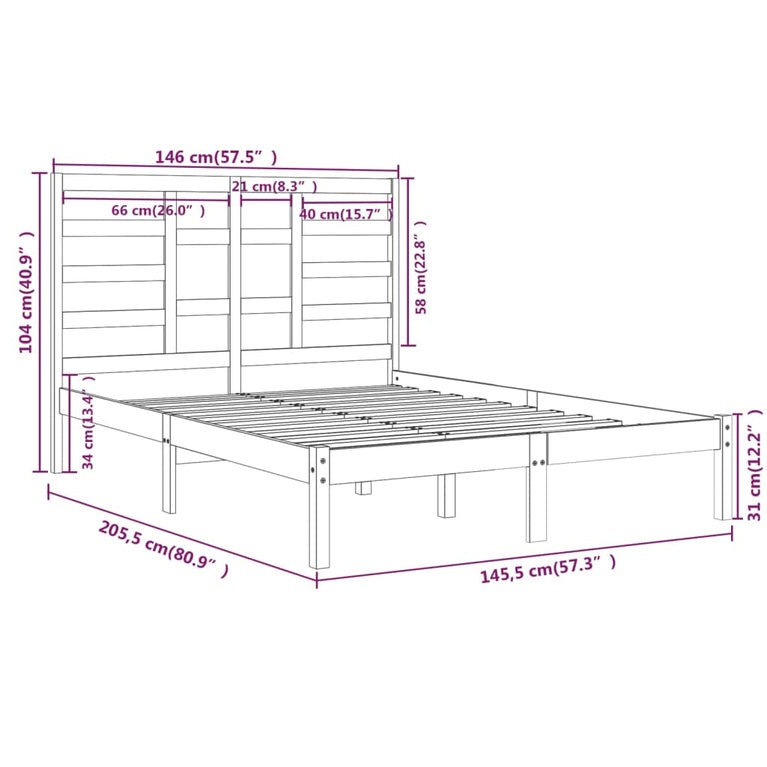 Bedframe massief hout wit 140x200 cm