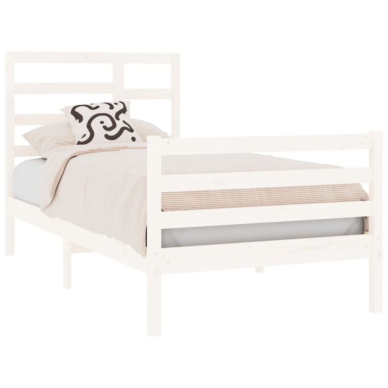 Bedframe massief hout wit 75x190 cm 2FT6 Small Single