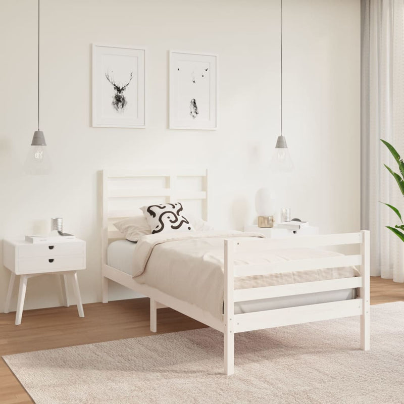 Bedframe massief hout wit 75x190 cm 2FT6 Small Single