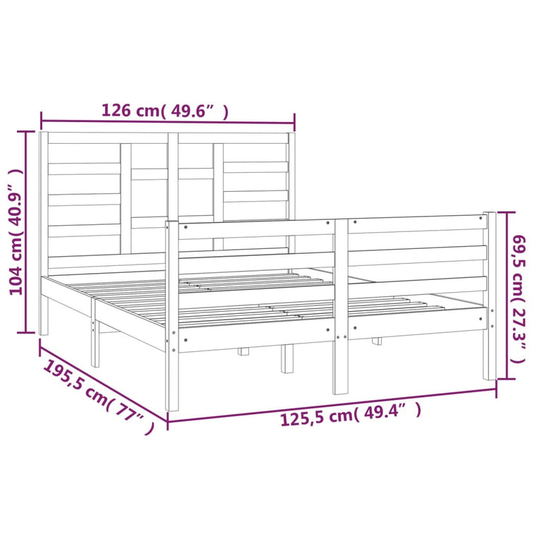 Bedframe massief hout wit 120x190 cm 4FT Small Double