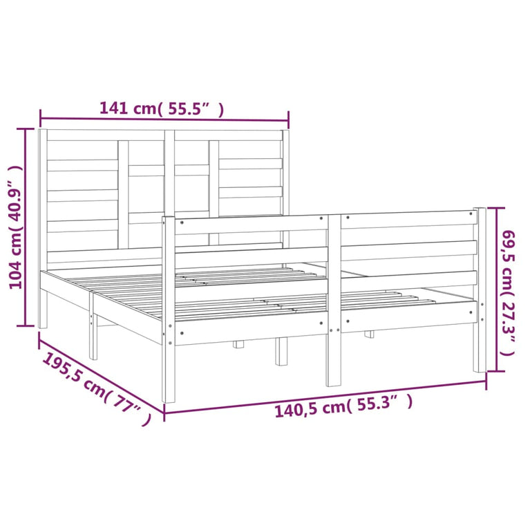 Bedframe massief hout 135x190 cm Double