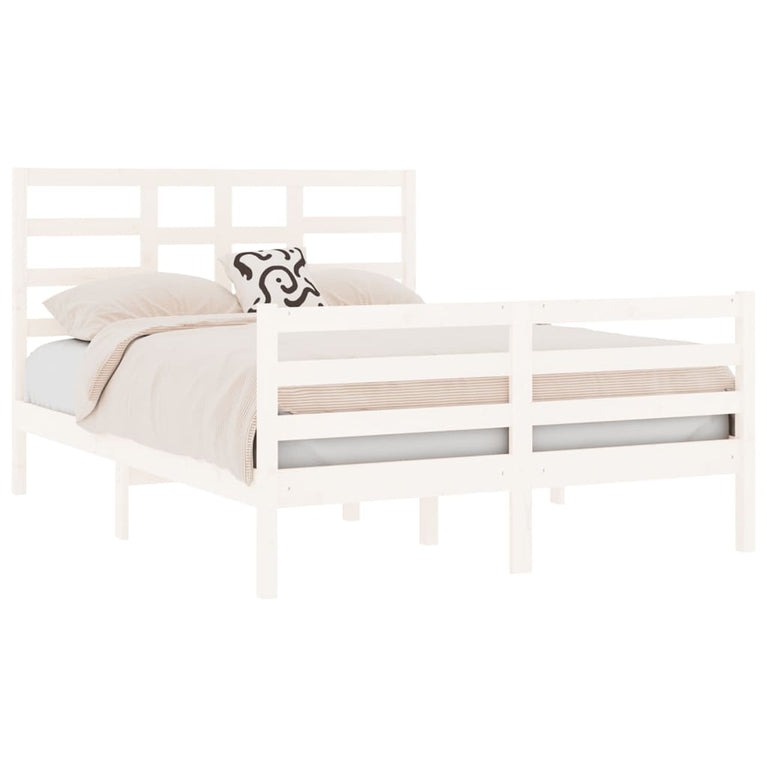 Bedframe massief hout wit 140x190 cm