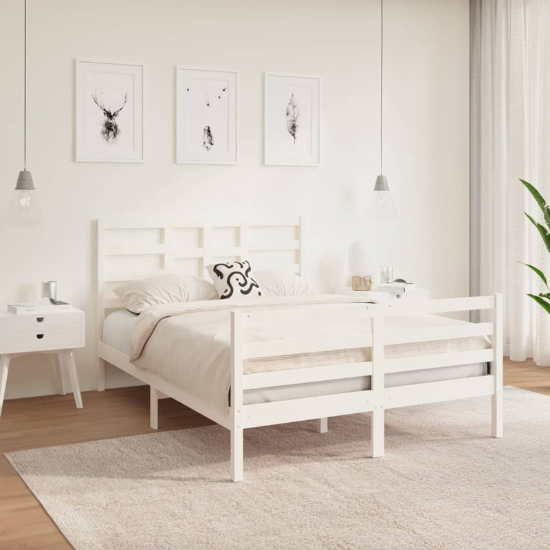 Bedframe massief hout wit 140x190 cm