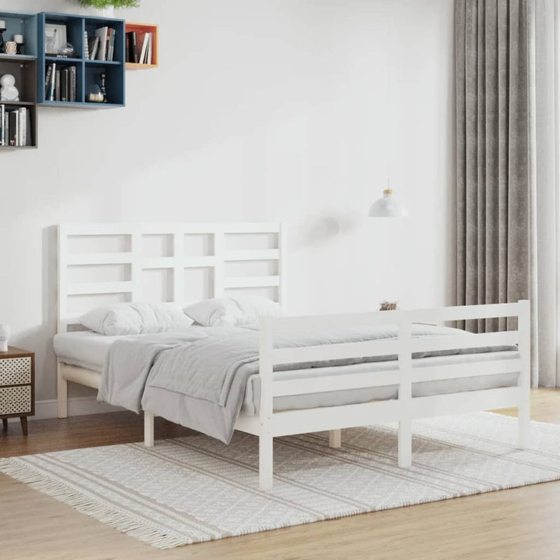 Bedframe massief hout wit 120x200 cm