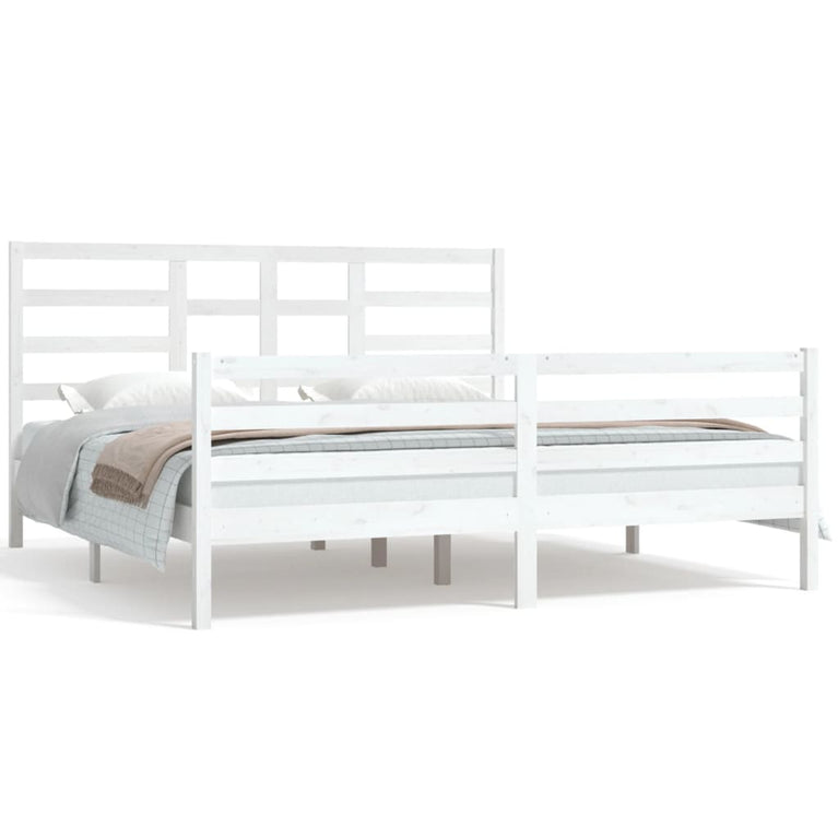 Bedframe massief hout wit 180x200 cm 6FT Super King