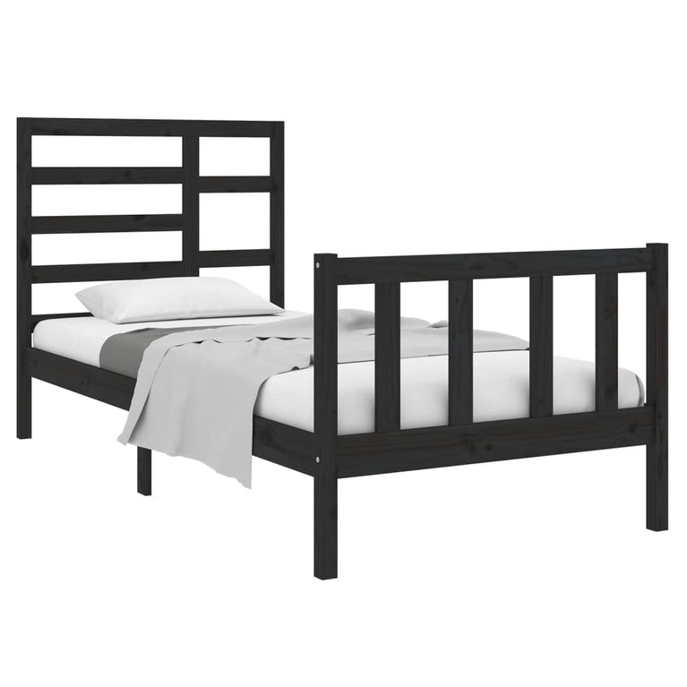 Bedframe massief hout zwart 75x190 cm 2FT6 Small Single